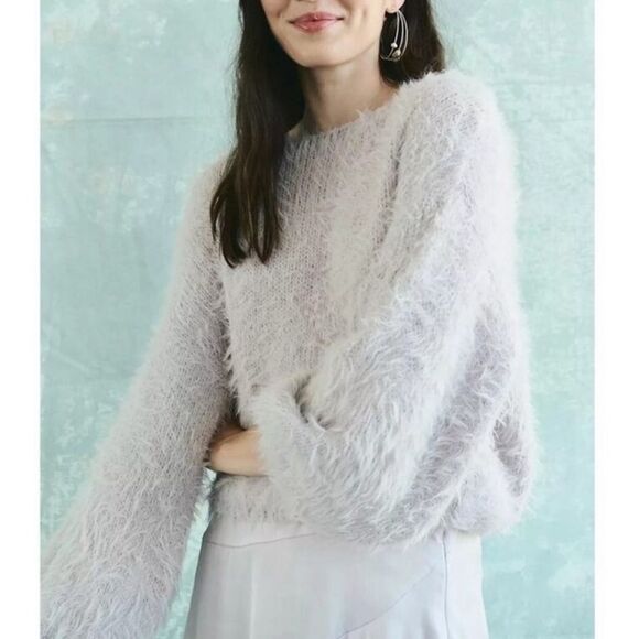 New Free People Lilac Purple Flurry Fuzzy Comfy Sweater